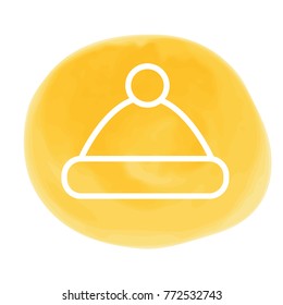 New year line hat icon on yellow marker spot, symbol for christmas design