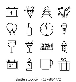 New year line icon set. simple design editable. design vector illustration