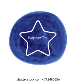 New year line star with sign icon on blue marker spot, symbol for christmas design