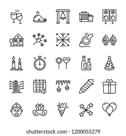 New Year Line Vector Icons 