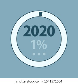 new year loading. 1%, 2020, vector illustration 