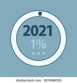 Laden des neuen Jahres, 1%, 2021, Vektorgrafik 