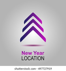 New Year Location. Vector invitation with christmas tree. Merry Christmas background. New Year card for your design