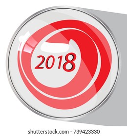 new year logo. button cap santa claus cap 2018. illustration for your design