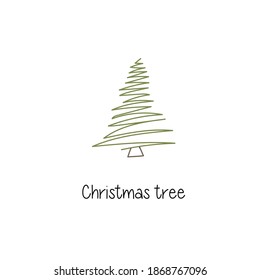 
new year logo with christmas tree. print for postcard and t-shirt design in the style of minimalism