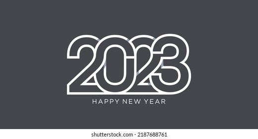 new year logo design 2023 interlocking line style with black background