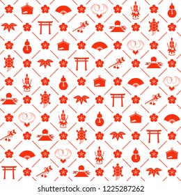 New Year lucky charm illustration seamless pattern