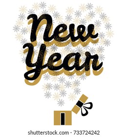 New Year Magic time golden logo icon vector