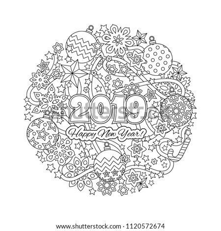 Download New Year Mandala Numbers 2019 On Stock Vector (Royalty ...