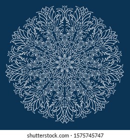 New Year mandala snowflake, vector