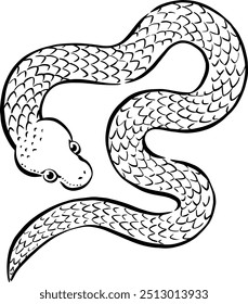 New Year material, hand-drawn brush stroke snake illustration
