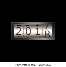 New year mechanical counter showing 2017 switching to 2018
