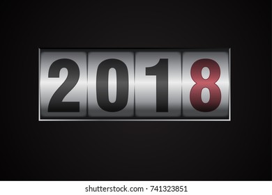 New year mechanical counter showing 2018