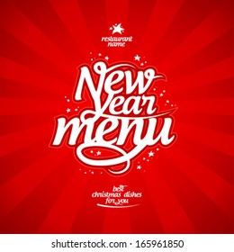 New Year menu card design template.