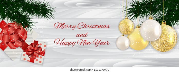 New Year and Merry Christmas Background. Vector Illustration EPS10