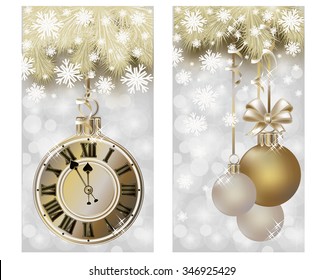 New year & Merry Christmas banners, vector illustration
