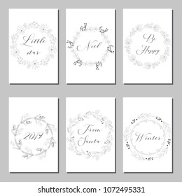 New Year and Merry Christmas decoration set.Typography set.The main symbols of the holiday. Vector logo, emblems, text design. Usable for banners, greeting cards, gifts etc.