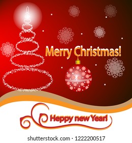 New year and merry Christmas greeting card