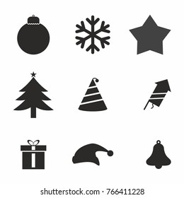 New year and Merry Christmas icon set vector
