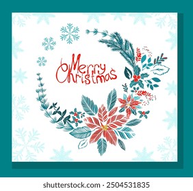 New year and Merry Christmas wreath beautiful. hand drawing. Not AI, Vector illustrations