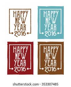 New year message label set. Abstract illustration
