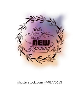 New Year message on a background of water color isolated icon