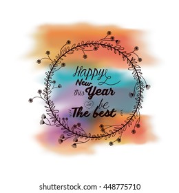 New Year message on a background of water color isolated icon