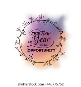 New Year message on a background of water color isolated icon