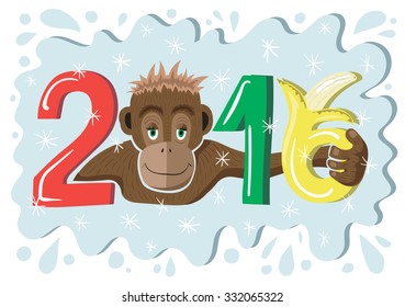 New year monkey with banana 2016