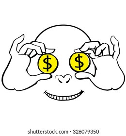 New year monkey is happy and rich! Money and dollar monkey sketch