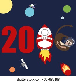 new year monkey space poster