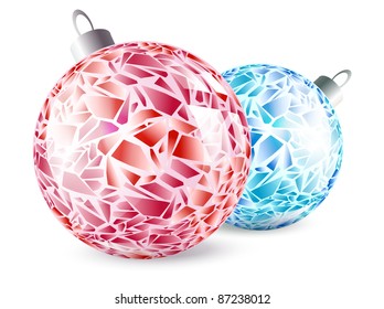 New year mosaic bright balls over white background