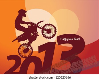 new year motocross race, vector illustration