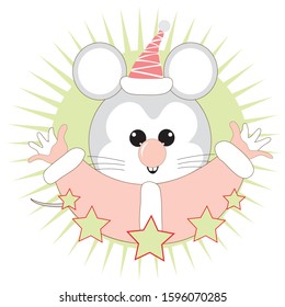 new year mouse in pastel