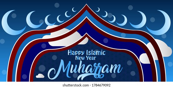 New Year Muharram Cool Sky Moon Cloud Hintergrundbild Illustration