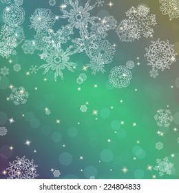 New year multicolor blur background with snowflakes