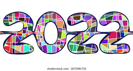 New Year, multicolor numbers 2022 on a white background