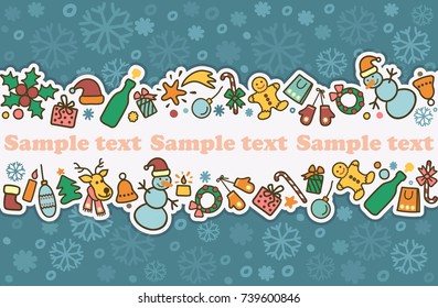 New Year nd Christmas banner from celebratory symbols