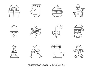 New Year neon icons. Vector illustration