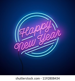 New Year neon sign. Vector background. 