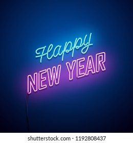 New Year neon sign. Vector background. 