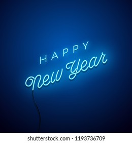 New Year neon sign. Vector background. 