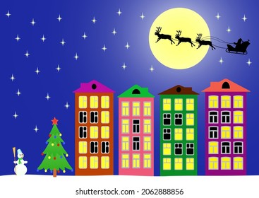 Nochevieja en la ciudad. Ilustración vectorial.