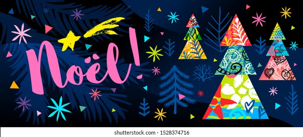 New Year Noel Merry Christmas Best Wishes typography golden emblems letterings quote greeting cards. Christmas tree decoration deer stars snowflakes. Hand drawn vector illustration.