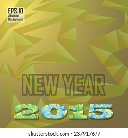 new year number on cubism green abstract background