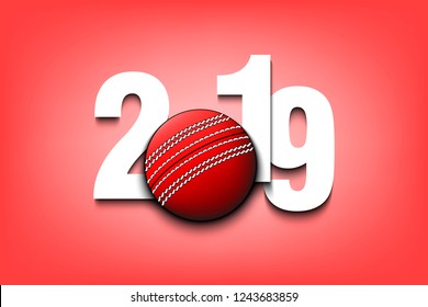 New Year numbers 2019 and cricket ball on an isolated background. Creative design pattern for greeting card, banner, poster, flyer, party invitation, calendar. Vector illustration