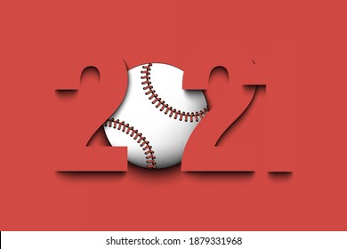 New Year numbers 2020 and baseball ball on an isolated background. Creative design pattern for greeting card, banner, poster, flyer, party invitation, calendar. Vector illustration