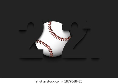 Los números de Año Nuevo 2020 y el béisbol en un contexto aislado. Diseño creativo para tarjeta de saludo, banner, afiche, volante, invitación a fiesta, calendario. Ilustración del vector