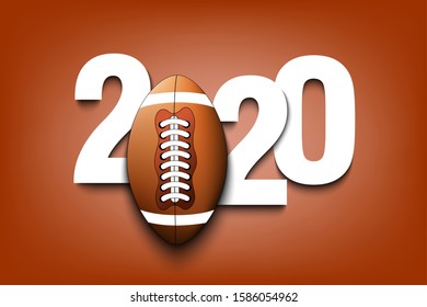 New Year numbers 2020 and football ball on an isolated background. Creative design pattern for greeting card, banner, poster, flyer, party invitation, calendar. Vector illustration