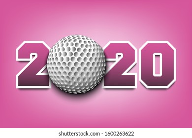 New Year numbers 2020 and golf ball on an isolated background. Creative design pattern for greeting card, banner, poster, flyer, party invitation, calendar. Vector illustration